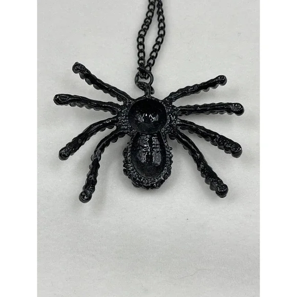 Black Sparkly Rhinestone Spider Necklace Dressy Spooky Halloween Costume Party - Picture 4 of 9